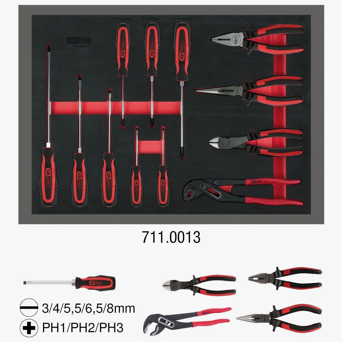 KS Tools Schraubendreher- und Zangen-Satz, 12-teilig, ergonomische Handhabung 3
