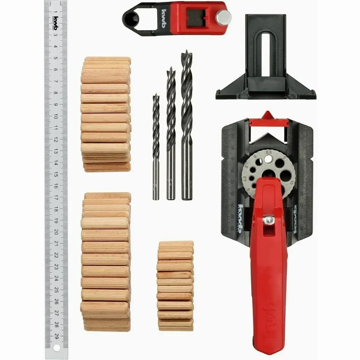 kwb Dübelprofi Bohrlehrenset, präzise Dübelhilfe mit 50 Dübel und 1 Bohrer