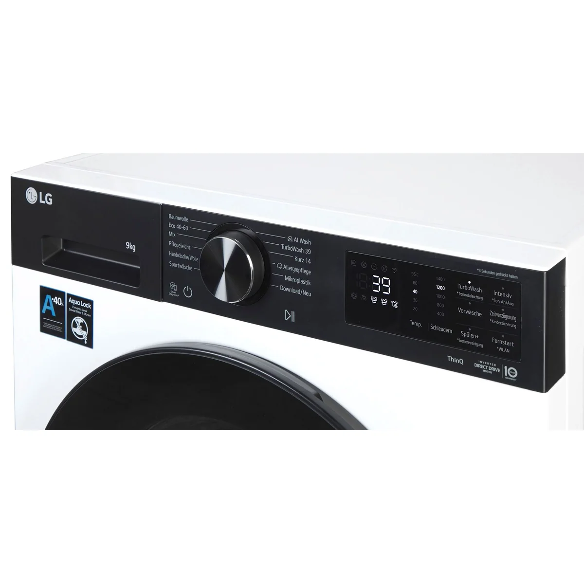 LG F4WX709YP Waschmaschine, 9 kg, 1400 U/min, AI Wash — Energieeffizienz A, Kurzprogramm, Vollwasserschutz 4