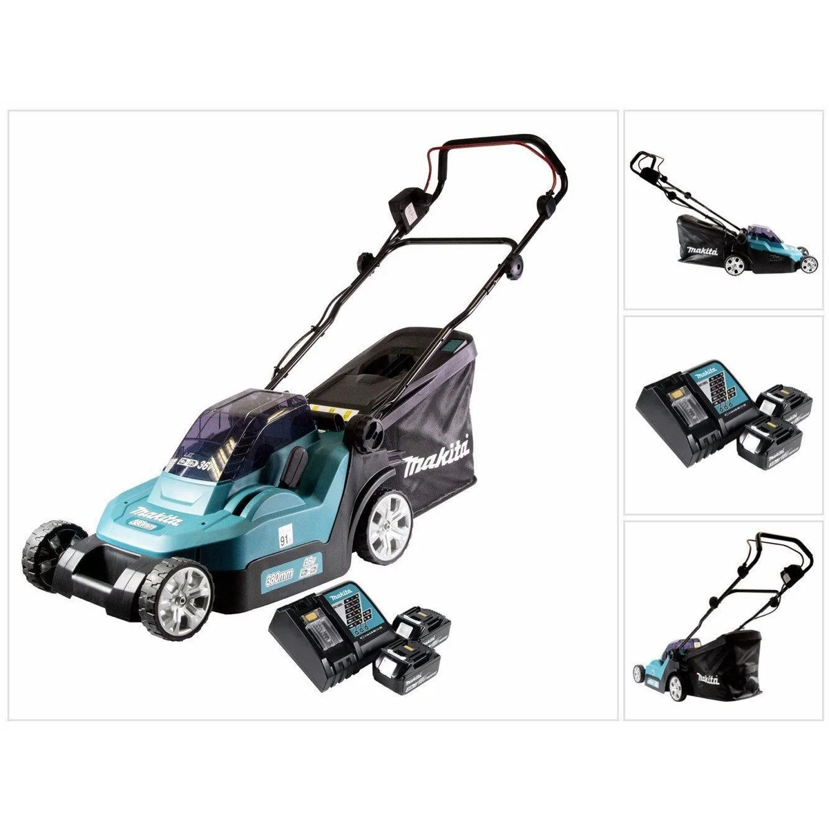 Makita DLM 382 Akku Rasenmäher, 36 V Antrieb, 38 cm Schnittbreite, 40 l Fangkorb