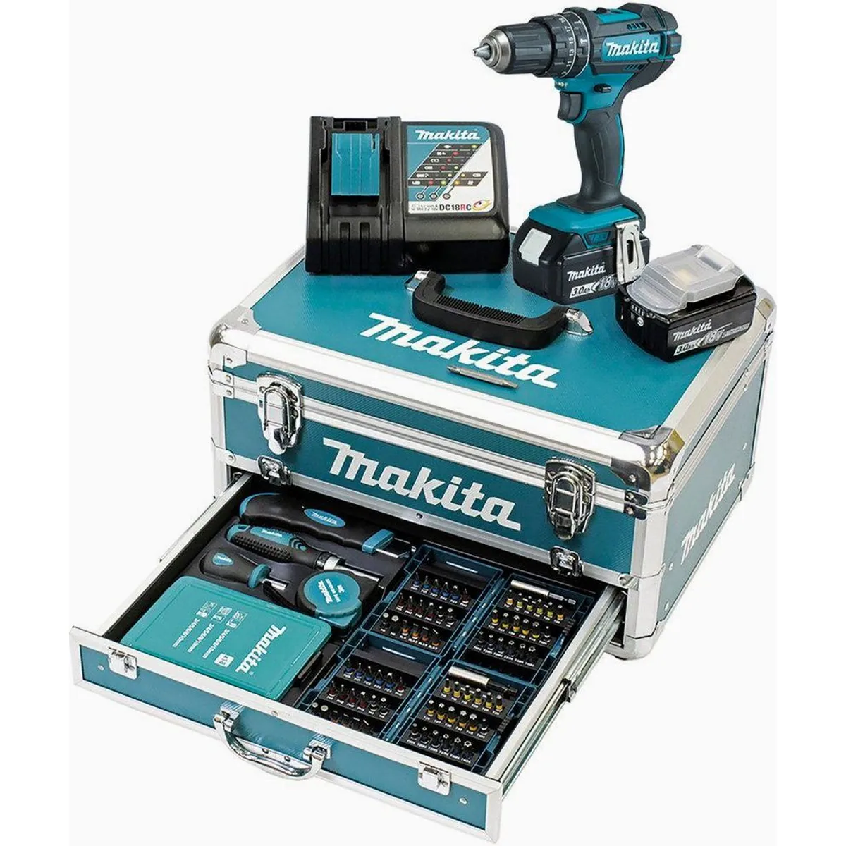 Makita DHP482RFX9 Akku-Schlagbohrschrauber, 62 Nm, 2-Gang-Getriebe, inkl. Zubehör und Koffer