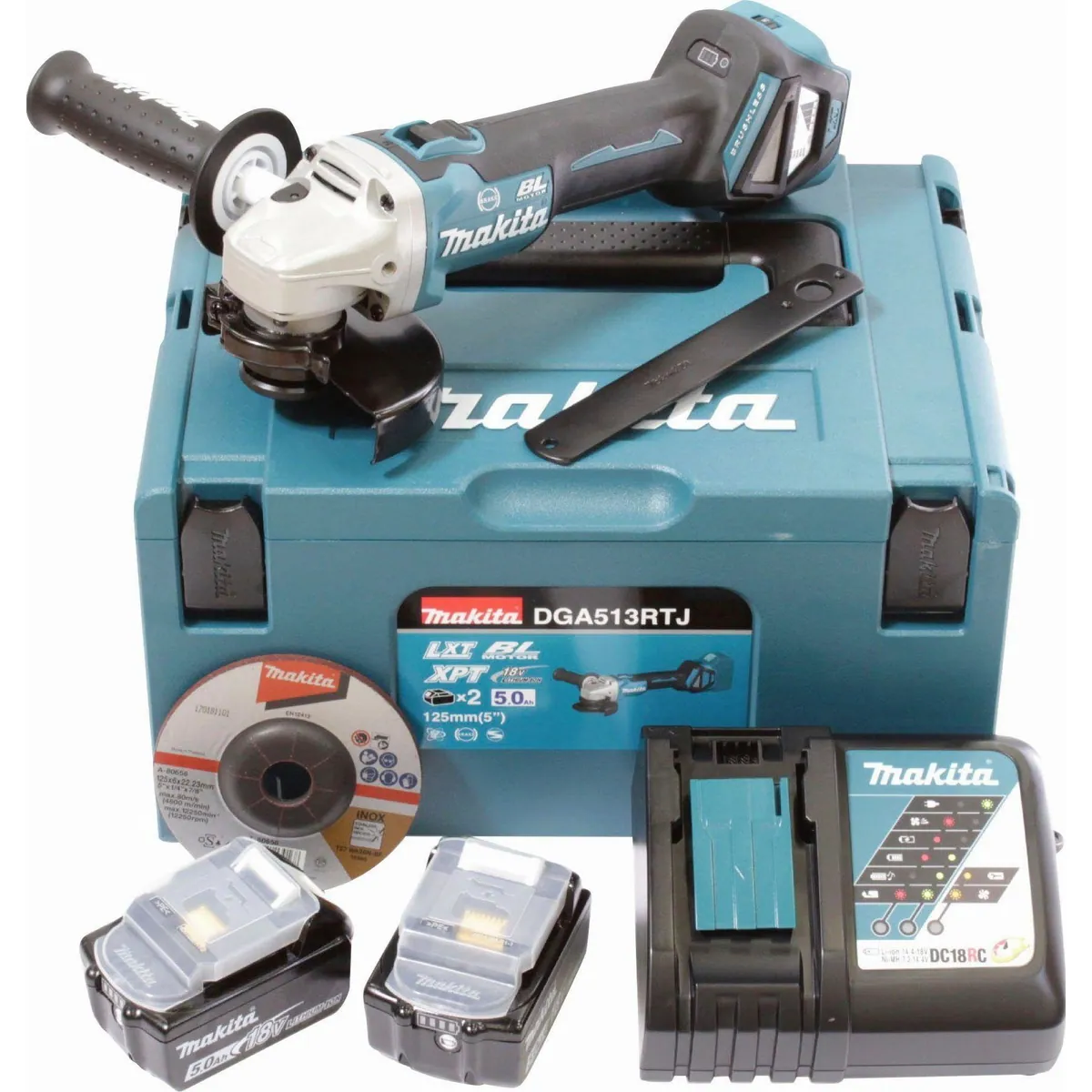 Makita DGA513RTJ Akku-Winkelschleifer, inkl. Akku und Ladegerät — leistungsstark, kompakt, vielseitig 3
