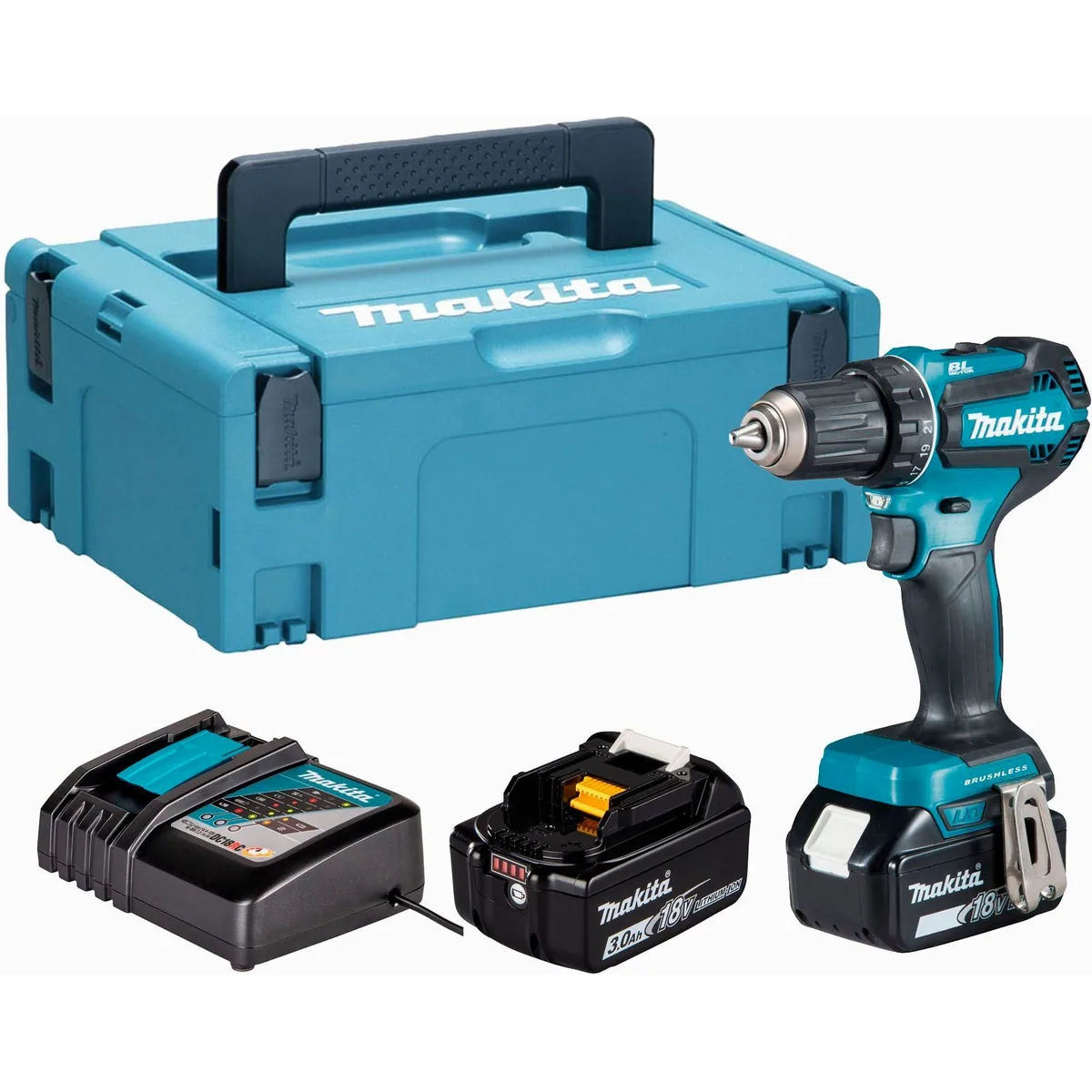 Makita DDF485RFJ Akku-Bohrschrauber, 2-Gang-Getriebe, bürstenloser Motor