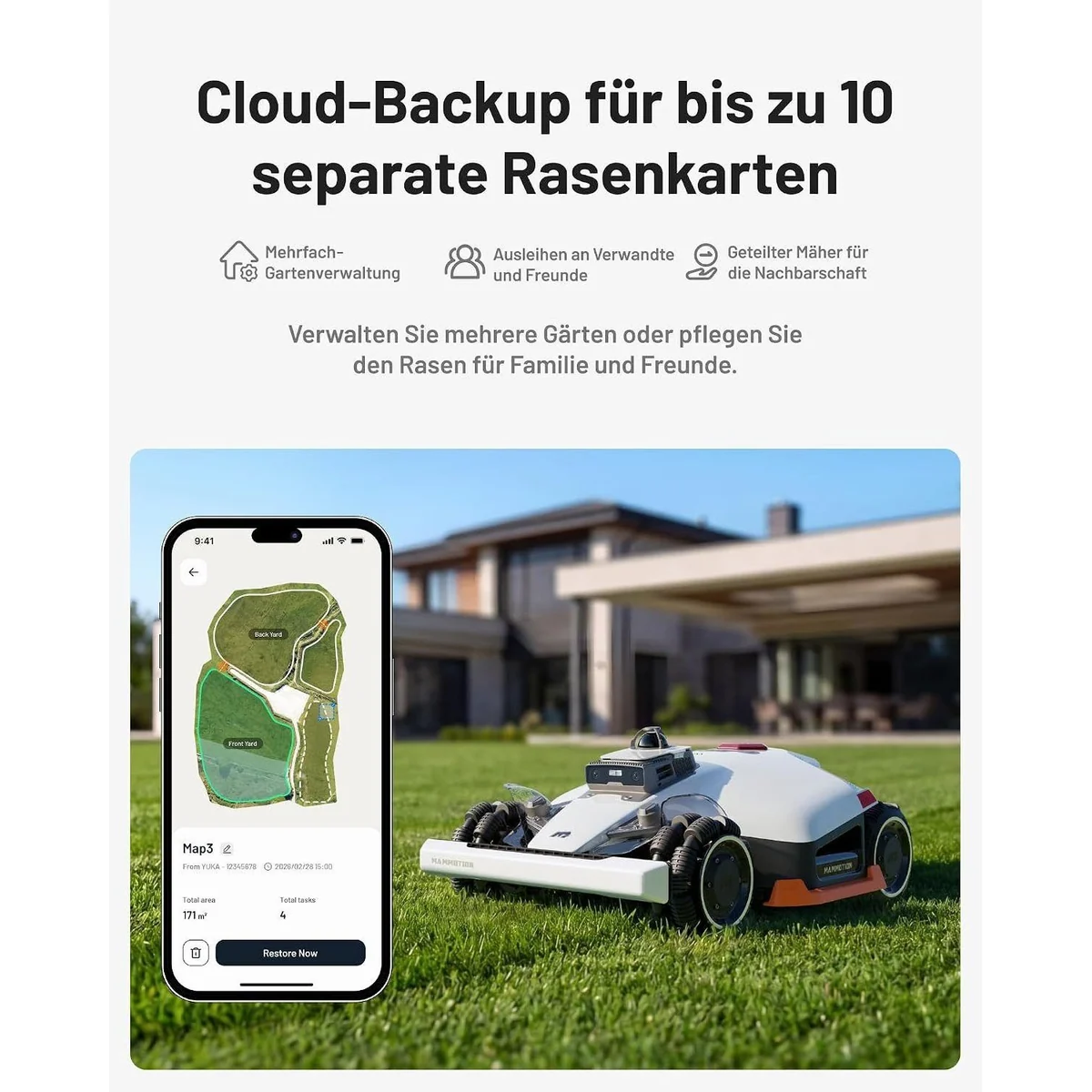 Mammotion LUBA 3 AWD Mähroboter, 360° LiDAR + Dual-Kamera-KI, Allradantrieb, bis 1500 m² 4