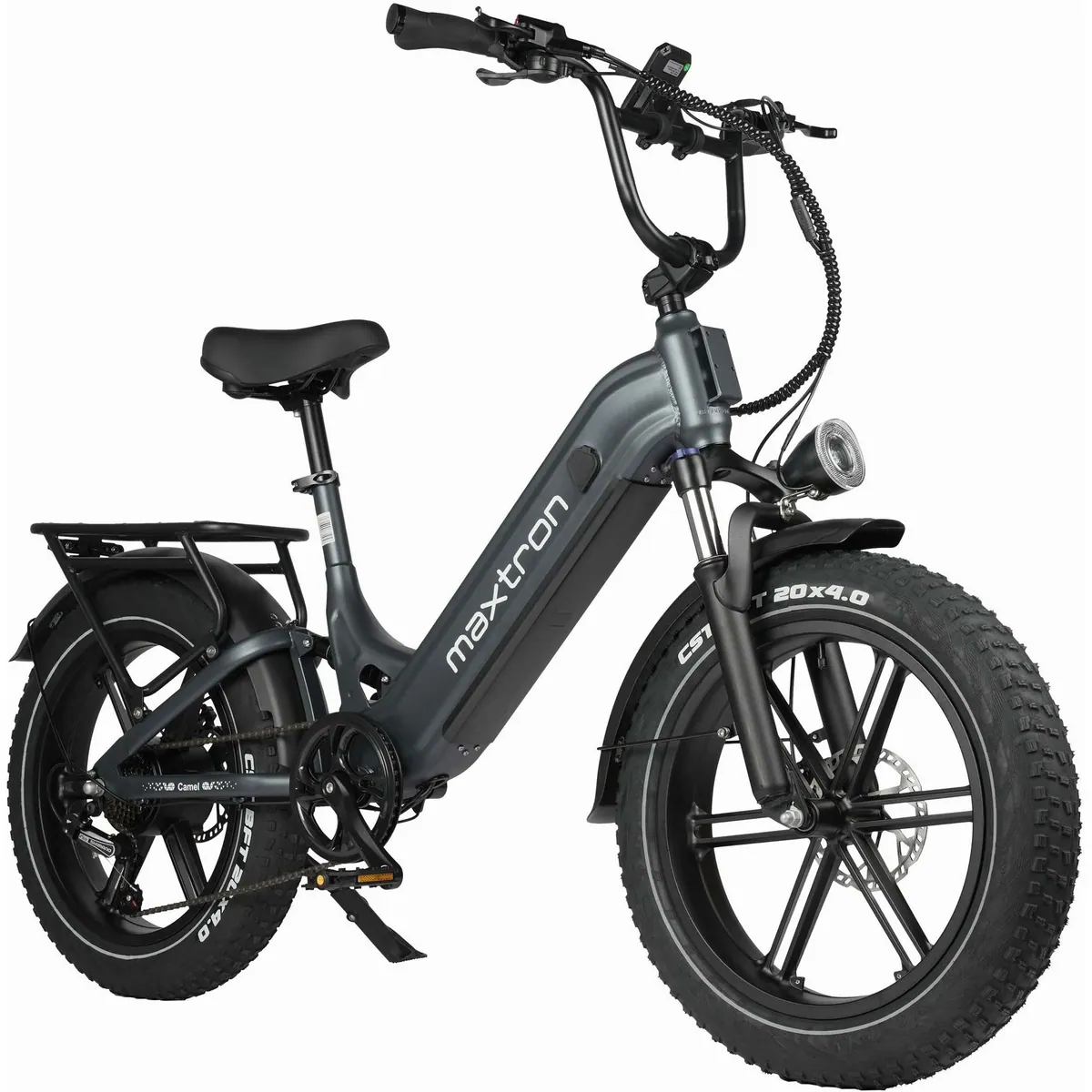 Maxtron Camel E-Bike, 250W Heckmotor, 7-Gang Shimano — 48V Akku, 20-Zoll-Fettreifen, hydraulische Scheibenbremsen 2