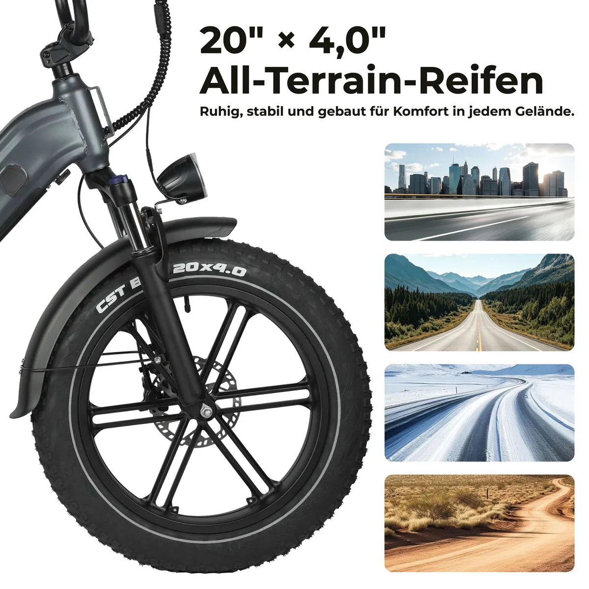 Maxtron Camel E-Bike, 250W Heckmotor, 7-Gang Shimano — 48V Akku, 20-Zoll-Fettreifen, hydraulische Scheibenbremsen 4