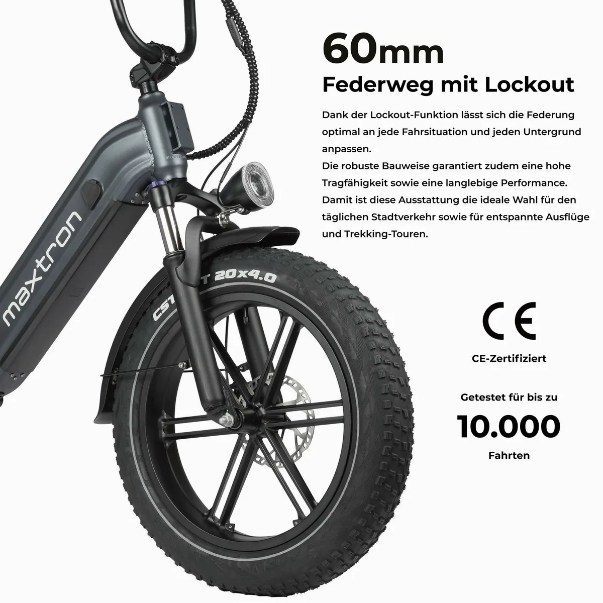 Maxtron Camel E-Bike, 250W Heckmotor, 7-Gang Shimano — 48V Akku, 20-Zoll-Fettreifen, hydraulische Scheibenbremsen 5