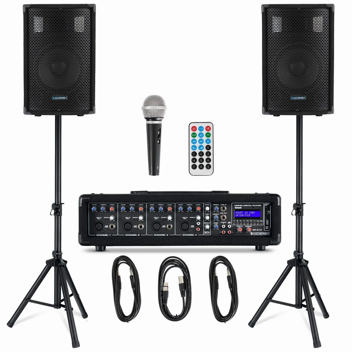 McGrey BP-210 Bandpack PA-Anlage, 100 Watt Leistung, Bluetooth & 4-Kanal Powermixer
