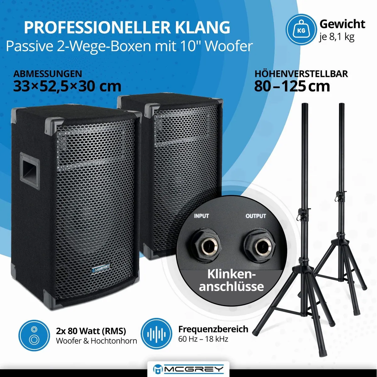 McGrey BP-210 Bandpack PA-Anlage, 100 Watt Leistung, Bluetooth & 4-Kanal Powermixer 2