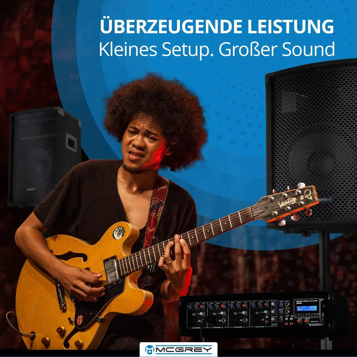 McGrey BP-210 Bandpack PA-Anlage, 100 Watt Leistung, Bluetooth & 4-Kanal Powermixer 5