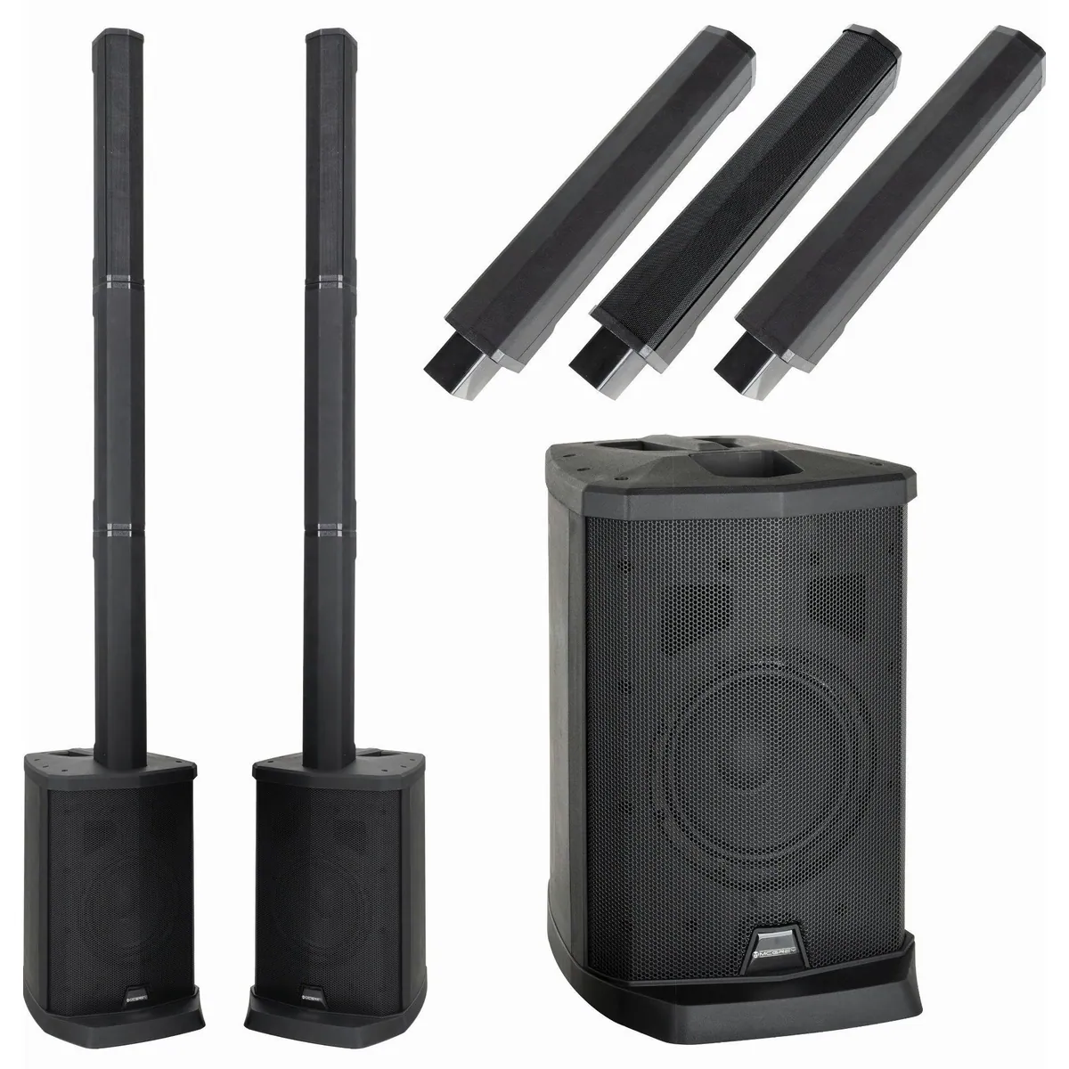 McGrey E-208LA Aktiv Line Array Säulenanlage, kabelloser Stereo-Sound, flexibles Stecksystem