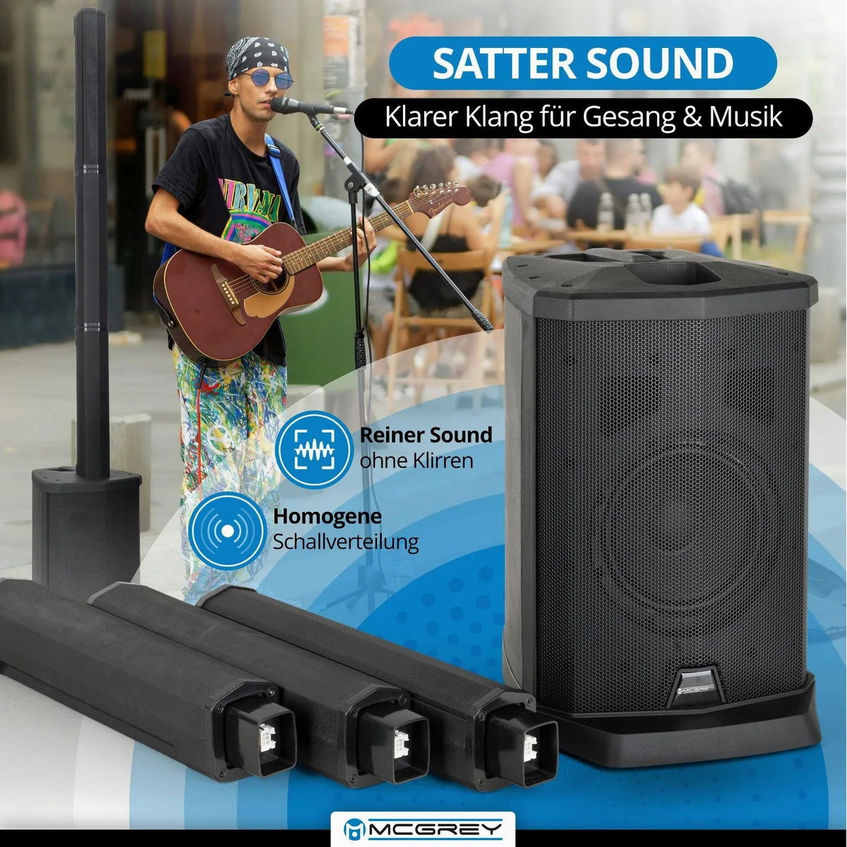 McGrey E-208LA Aktiv Line Array Säulenanlage, kabelloser Stereo-Sound, flexibles Stecksystem 4