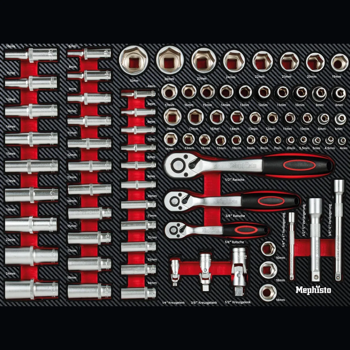 Mephisto-Tools Premium XXL Werkzeugwagen, 7 Schubladen, abschließbar, inklusive Werkzeug 2