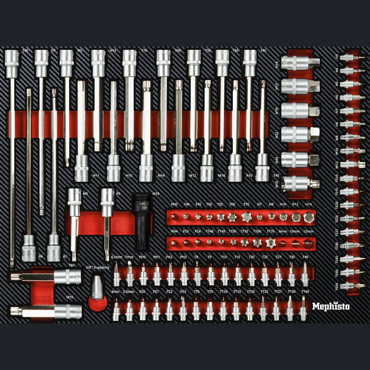 Mephisto-Tools Premium XXL Werkzeugwagen, 7 Schubladen, abschließbar, inklusive Werkzeug 4