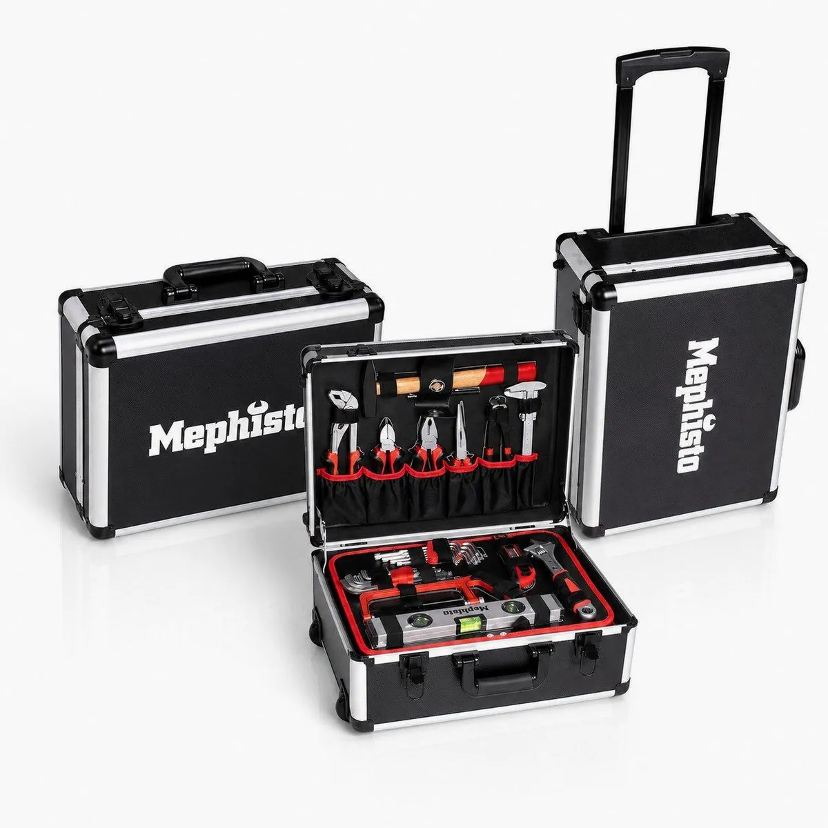 Mephisto-Tools Werkzeugset, 131 Teile, Chrom-Vanadium-Stahl — Teleskophandgriff, robuste Bauweise, praktische Mobilität