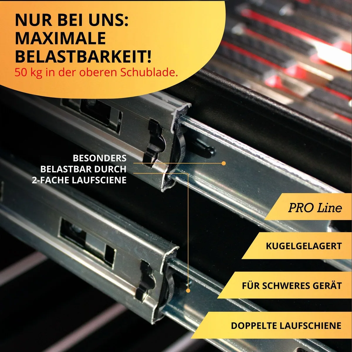 Mephisto-Tools Werkzeugwagen Double Full Black, 13 Schubladen, 412-teiliges Werkzeugset, hohe Belastbarkeit 2