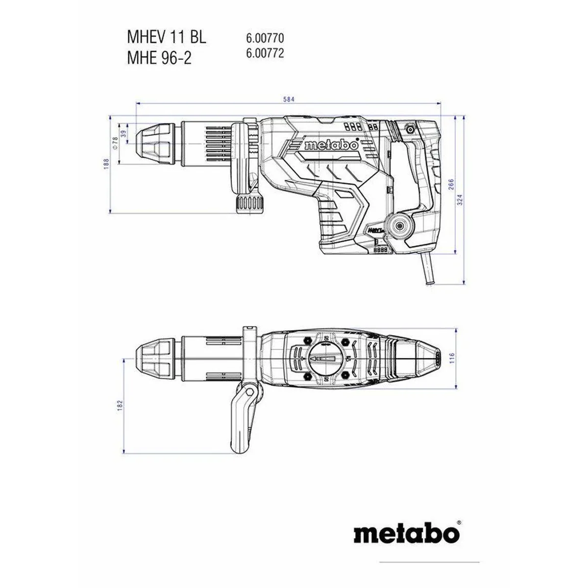 metabo MHEV 11 BL Meißelhammer, hohe Abbruchleistung, ergonomisches Design 4
