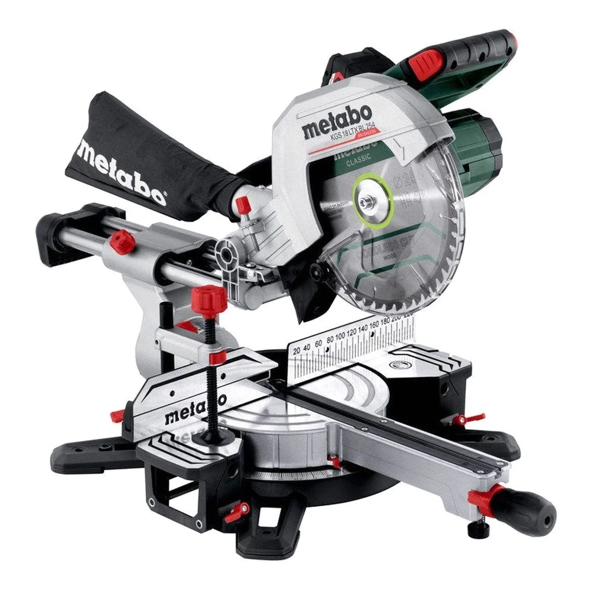 metabo KGS 18 LTX BL 254, kompakte Akku-Kapp-Gehrungssäge mit Brushless-Motor