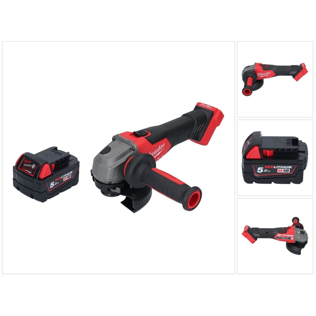 Milwaukee M18 FSAG125X Akku-Winkelschleifer, kompakt und leistungsstark — inkl. 5,0 Ah Akku