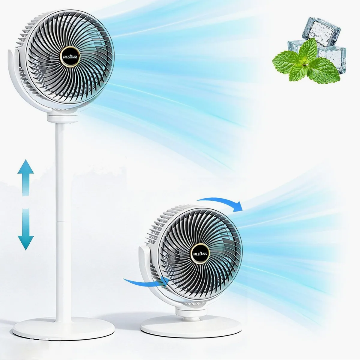 MOPUEA 3in1 Standventilator, flexibel höhenverstellbar, 5 Windstufen, Type-C Ladeanschluss