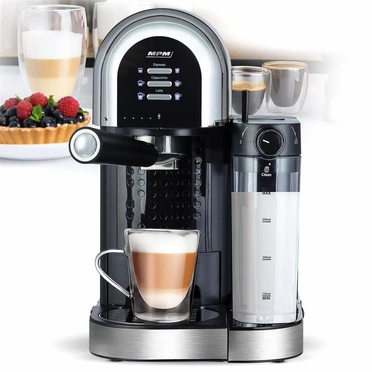 MPM MKW-14M Siebträgermaschine, Automatisches Milchsystem, bis zu 6 Kaffeevariationen