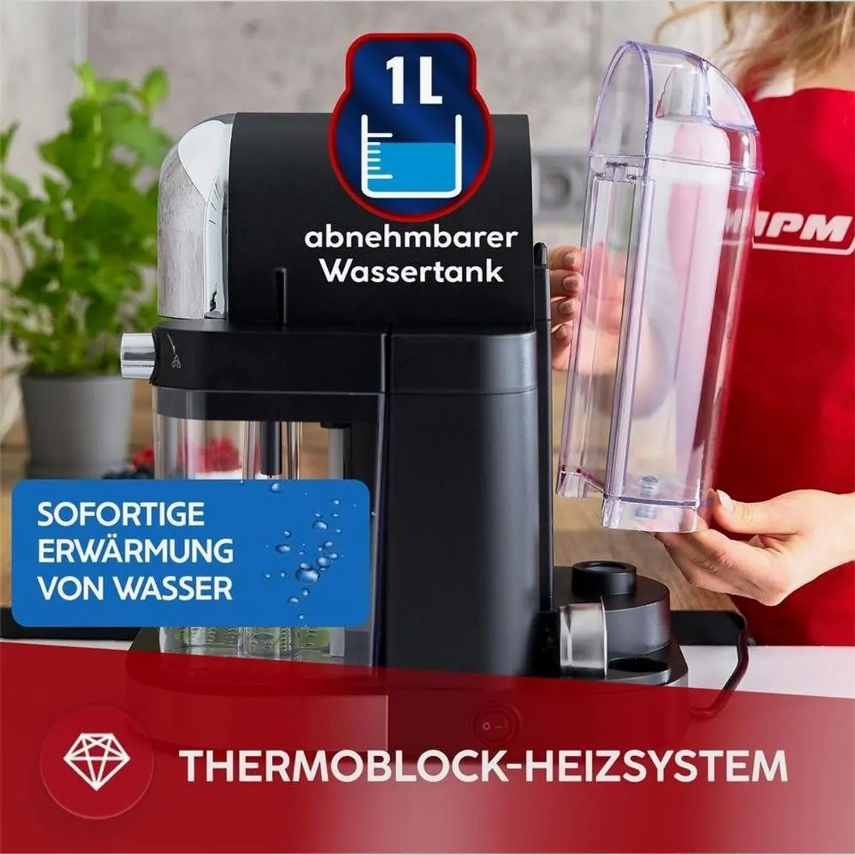 MPM MKW-14M Siebträgermaschine, Automatisches Milchsystem, bis zu 6 Kaffeevariationen 3