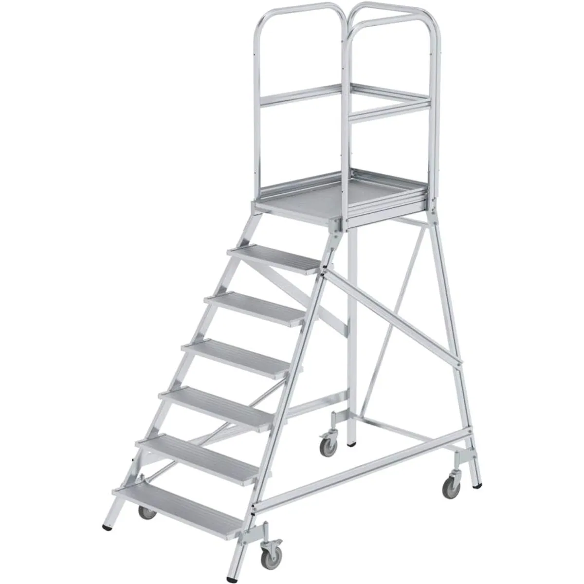 Munk Anlegeleiter, Aluminium-Podesttreppe, einseitig begehbar, sicherer Stand