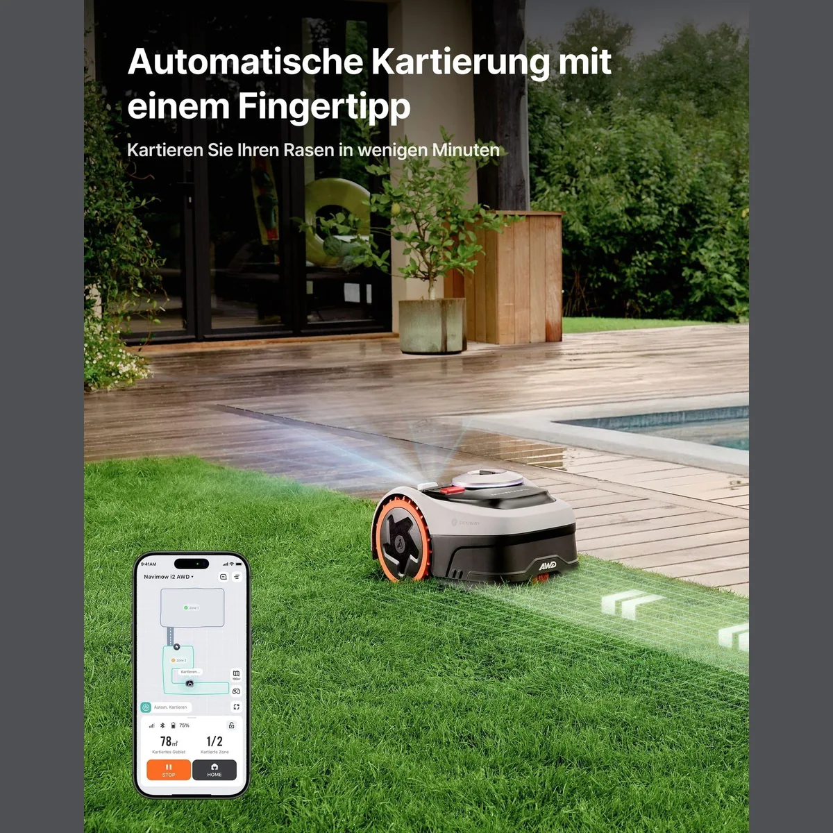 NAVIMOW i205 AWD Rasenmähroboter, Allradantrieb, automatisches Kartieren, bis 500 m² 3