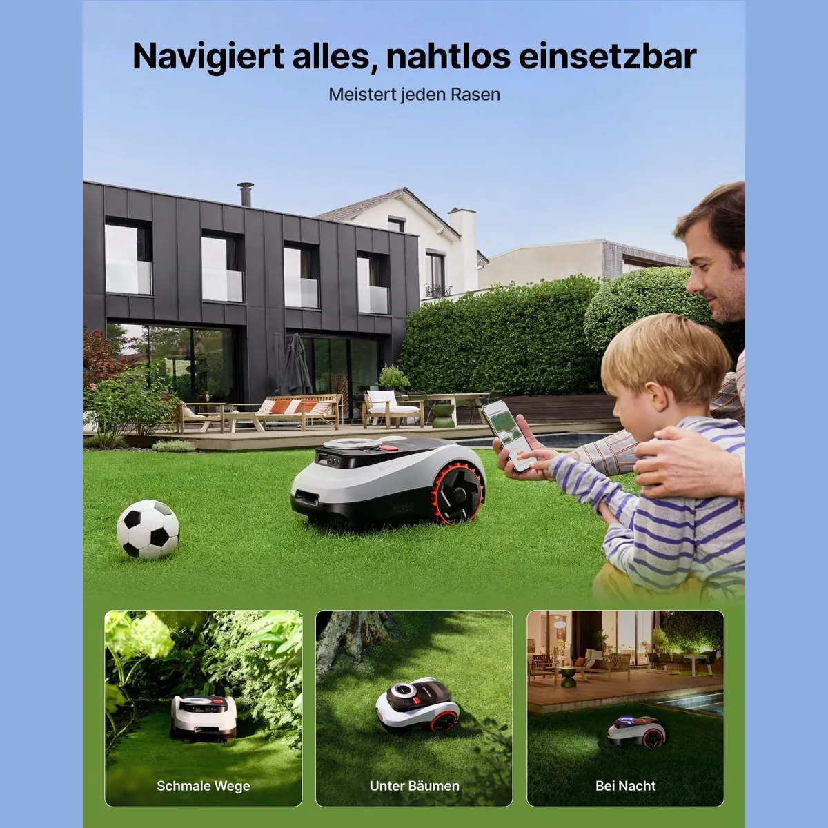 NAVIMOW i208 LiDAR Mähroboter, kabellose Technologie, 45% Neigung, 800 m² 3