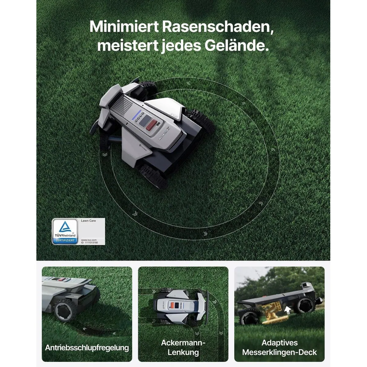 NAVIMOW X420 Mähroboter, ohne Begrenzungskabel, 2000 m², Zero-Turn AWD für 84 % Steigungen 2