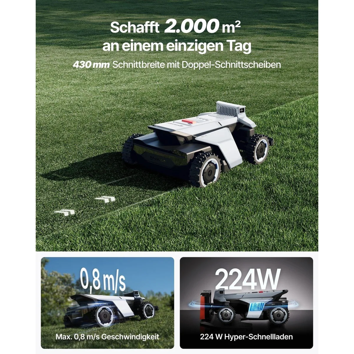 NAVIMOW X420 Mähroboter, ohne Begrenzungskabel, 2000 m², Zero-Turn AWD für 84 % Steigungen 5