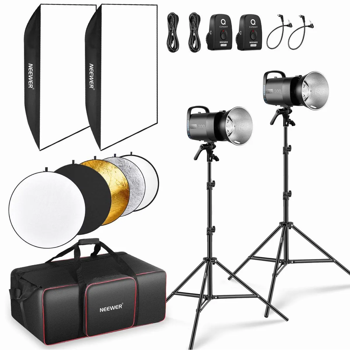 Neewer S101-300W PRO Studio Monolight Set, 2x 300Ws Blitz, 2,4G Auslöser, Bowens Mount
