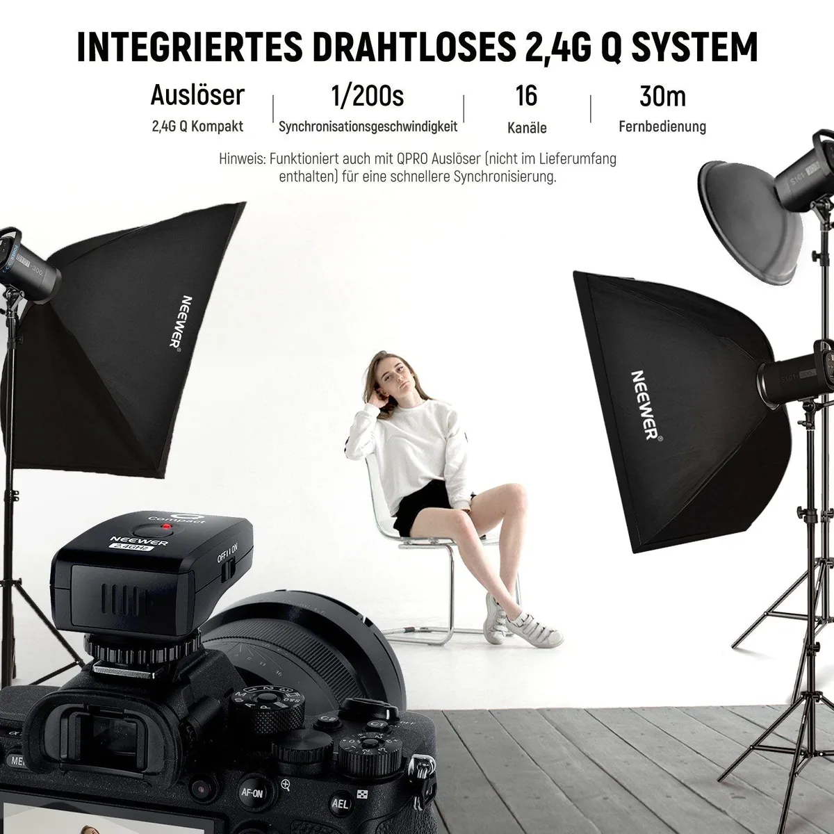 Neewer S101-300W PRO Studio Monolight Set, 2x 300Ws Blitz, 2,4G Auslöser, Bowens Mount 3
