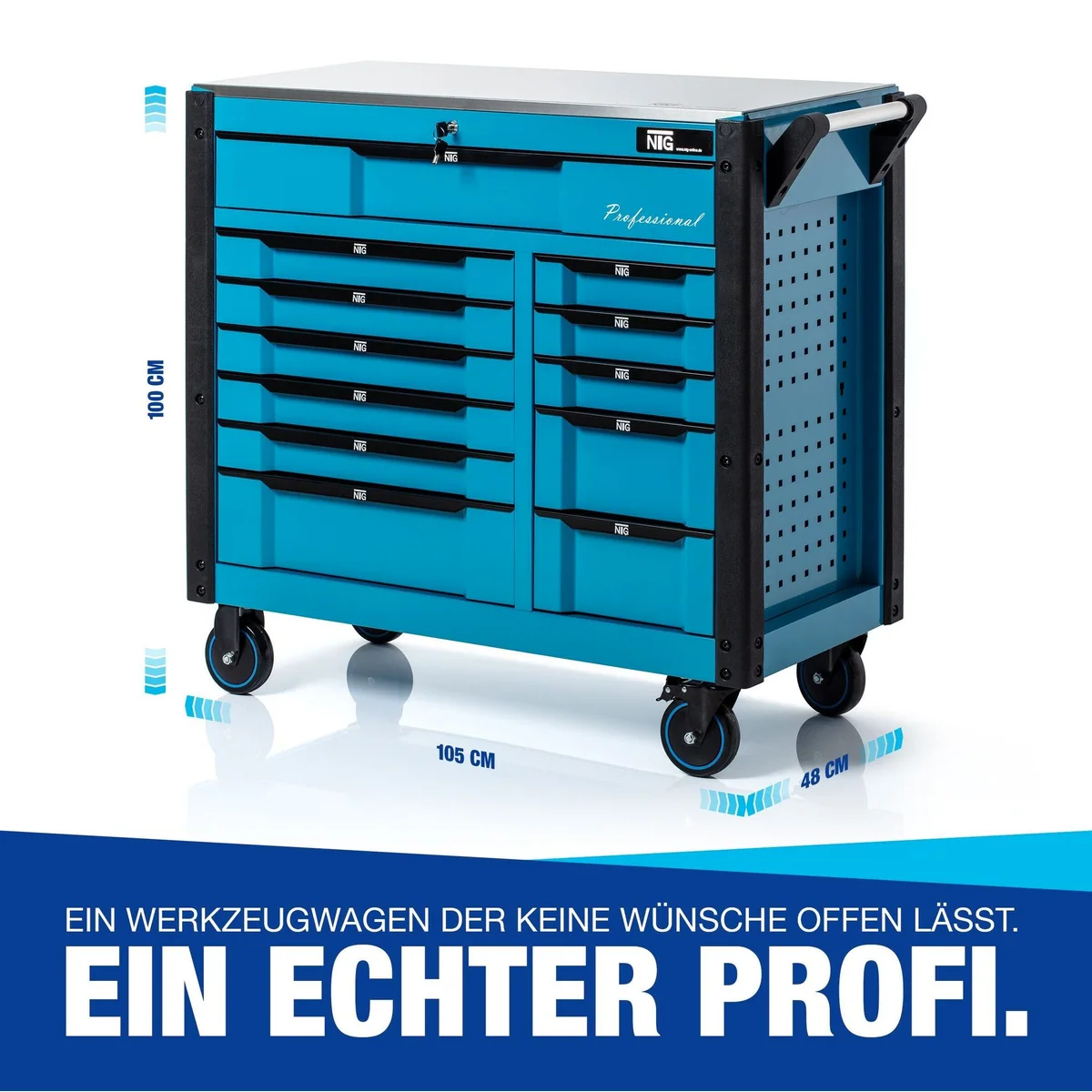 NTG Nutzfahrzeug Technik Werkstattwagen XXL, 457-teiliges Werkzeugset, abschließbar, Carbonoptik 2