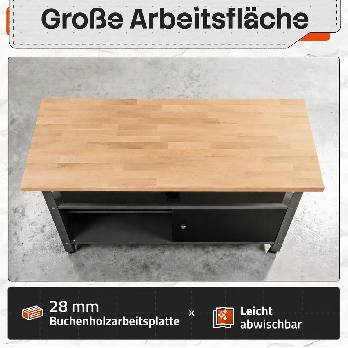 ONDIS24 Werkstatt-Set, 240 cm Werkbank, Lochwand und Hängeschränke 3