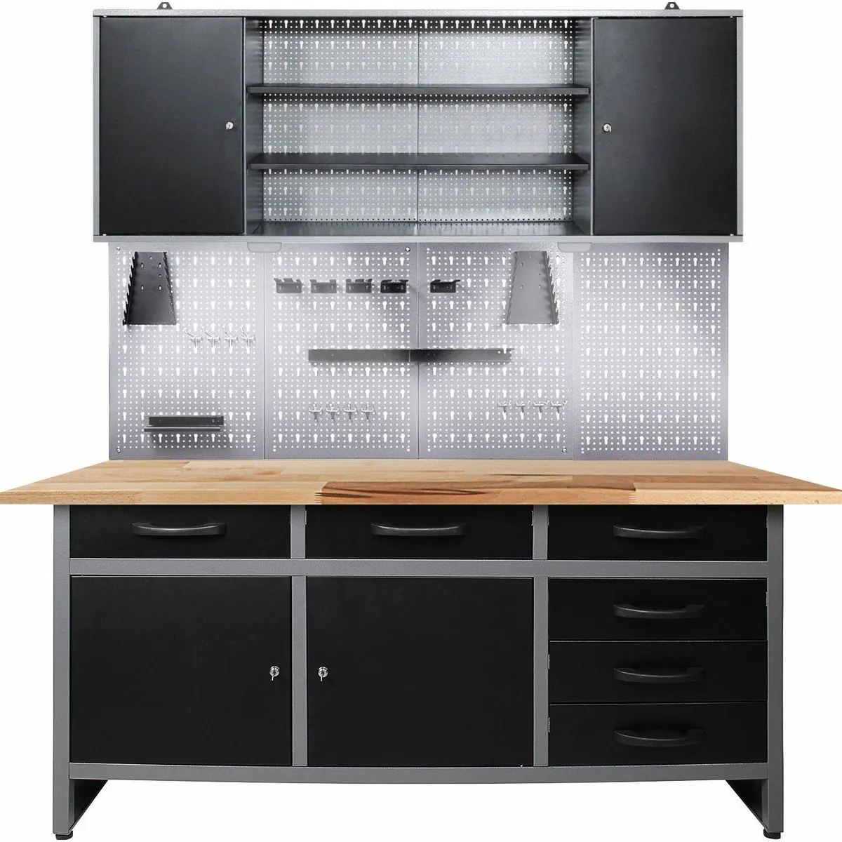 ONDIS24 Werkstatt-Set Karsten, 160 cm, LED Touch-Lampen, inkl. Hakenset