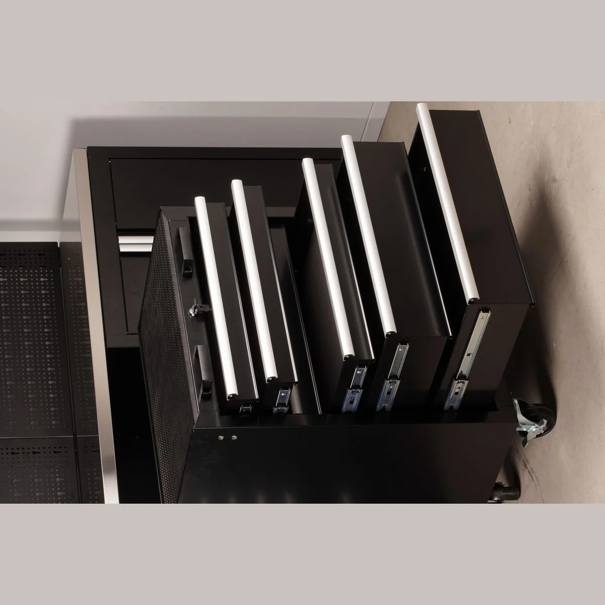 ONDIS24 Werkstatt-Set XL, modulare Lösung mit Edelstahlarbeitsplatte — 10-tlg., 260 cm, vielseitige Stauraumoptionen 4