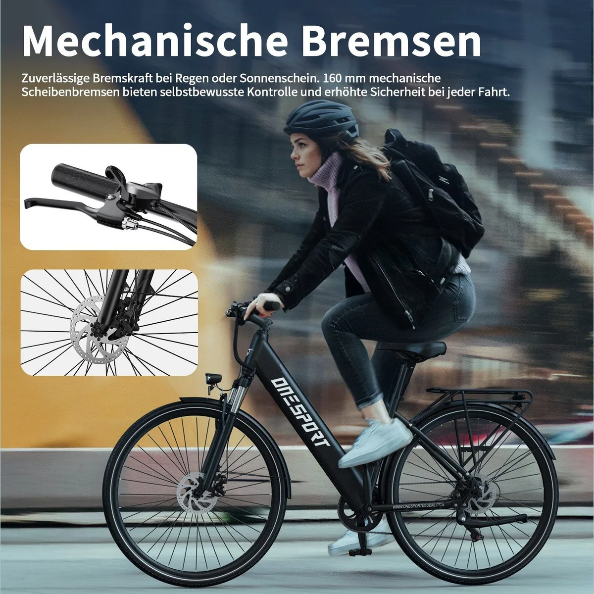Onesport OT12 E-Bike Cityrad, 250 W Heckmotor, 100 km Reichweite, Shimano 7-Gang-Schaltung 3