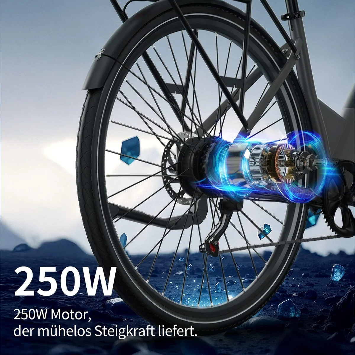 Onesport OT12 E-Bike Cityrad, 250 W Heckmotor, 100 km Reichweite, Shimano 7-Gang-Schaltung 5