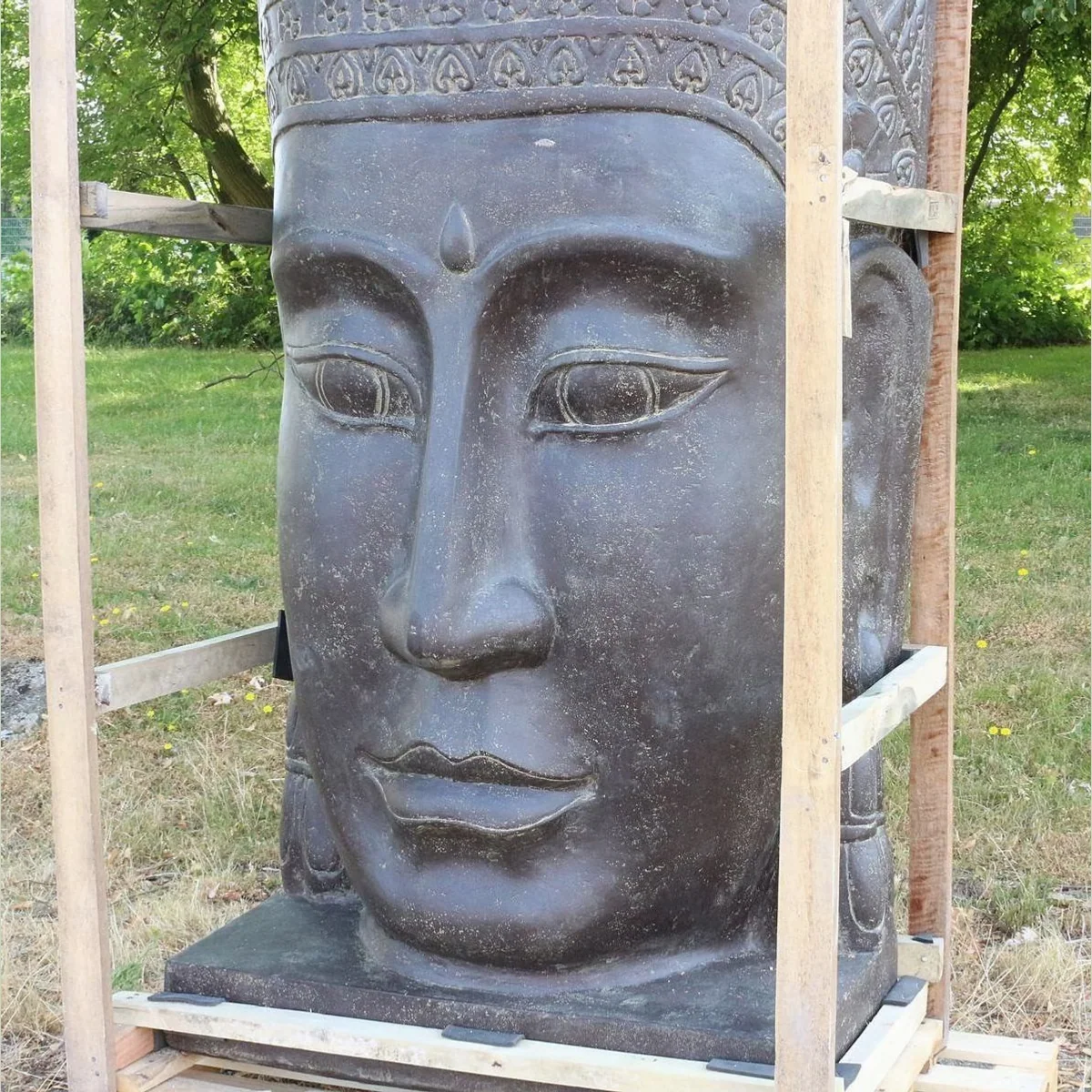 Oriental Galerie Buddha Brunnen Wasserwand, handgearbeitet aus Lavastein — 150 cm hoch, frostsicher, beruhigende Atmosphäre 2