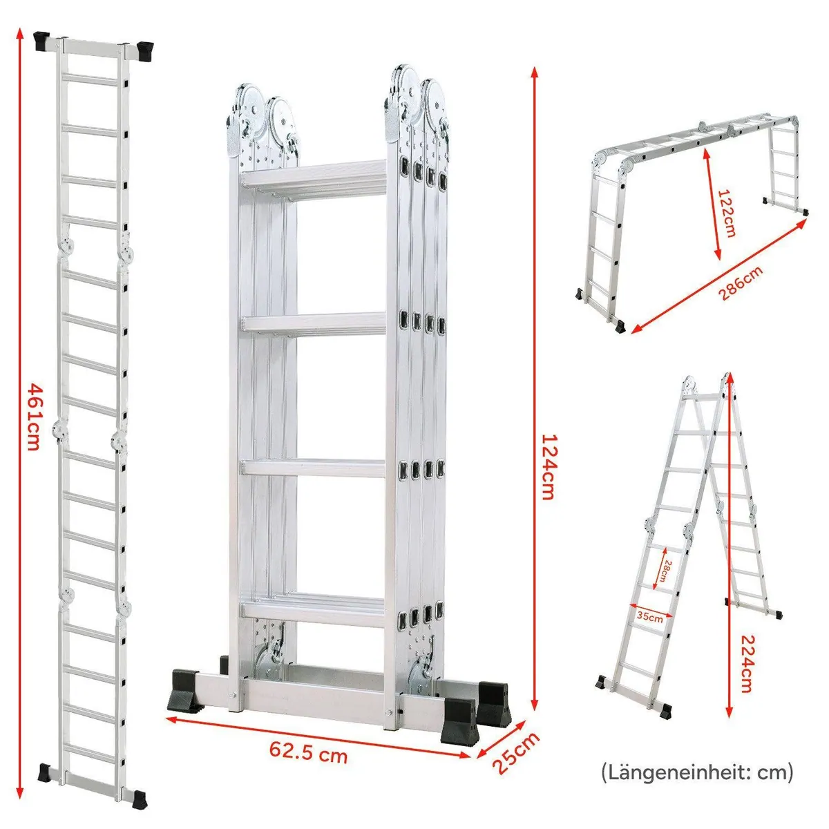 OUTIGO Multifunktionsleiter, Aluminium 7in1, hohe Tragfähigkeit, sicher und vielseitig 2