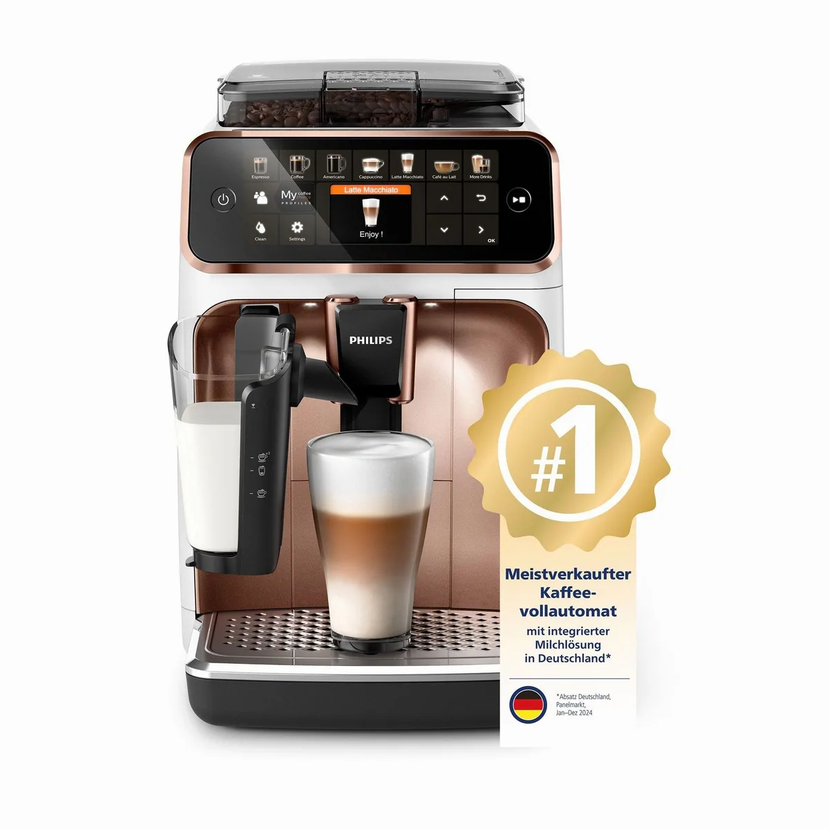 Philips 5400 Series EP5443/70, 12 Kaffeespezialitäten, LatteGo Milchsystem 3