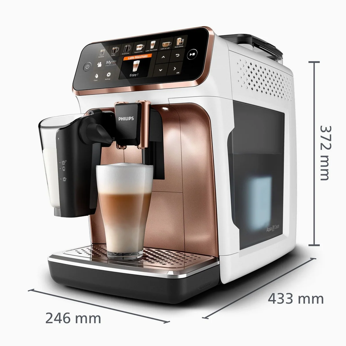 Philips 5400 Series EP5443/70, 12 Kaffeespezialitäten, LatteGo Milchsystem 4