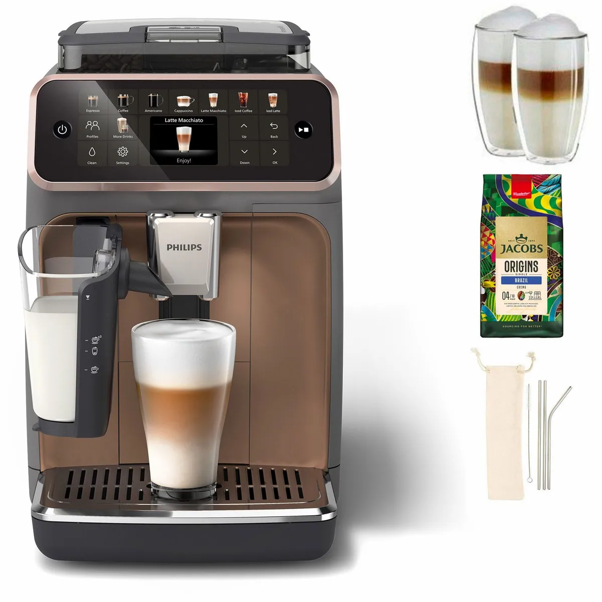 Philips EP5544/80 Kaffeevollautomat, 20 Kaffeespezialitäten, LatteGo-Milchsystem, SilentBrew Technologie