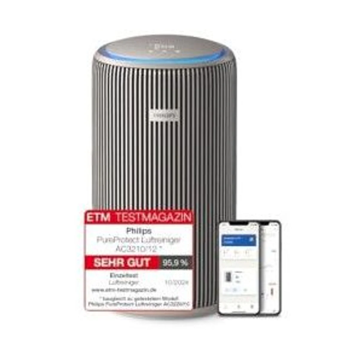 Philips PureProtect 3200 AC3210/12, effektive Luftreinigung, leiser Betrieb, kompakte Bauweise