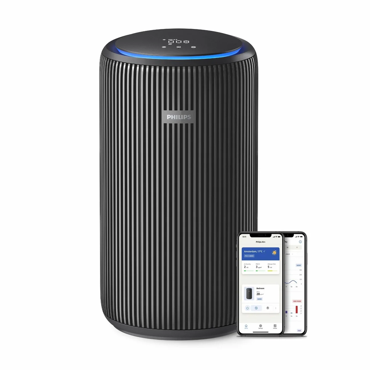 Philips PureProtect 3200 Series Luftreiniger, CADR 520 m³/h, für Räume bis 135 m², 3-Schichten-HEPA-Filtersystem
