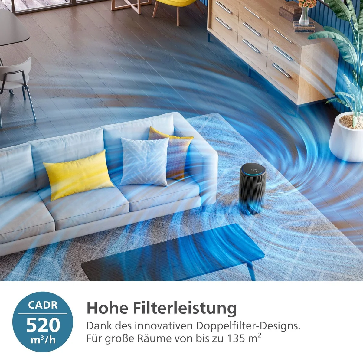 Philips PureProtect 3200 Series Luftreiniger, CADR 520 m³/h, für Räume bis 135 m², 3-Schichten-HEPA-Filtersystem 2