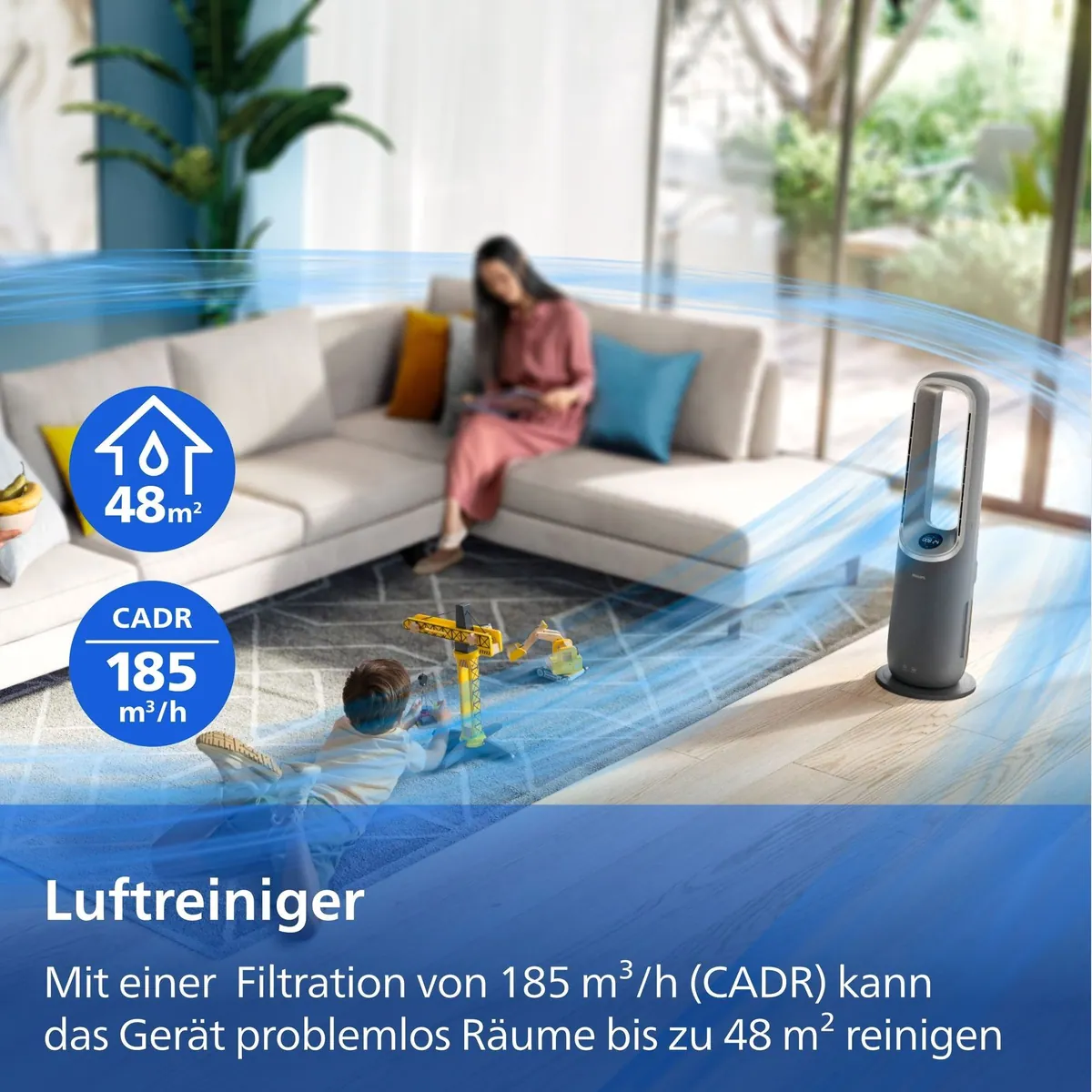 Philips AMF970/10 AirPerformer, 4-in-1 Luftreiniger für 48 m² — Reinigen, Heizen, Kühlen, Befeuchten 3