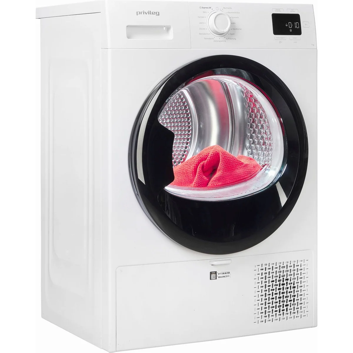 Privileg PD 7D WMB Wärmepumpentrockner, Knitterschutz und energieeffizienter Betrieb