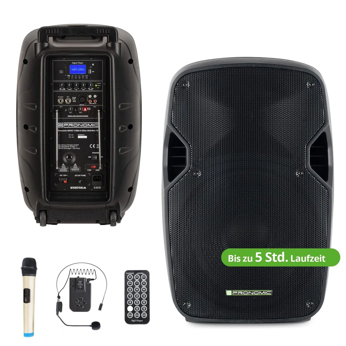 Pronomic MOVE 12MA-A Akku-Aktivbox, mobil, kraftvoll, vielseitig — 30 W, Bluetooth, Funkmikrofon